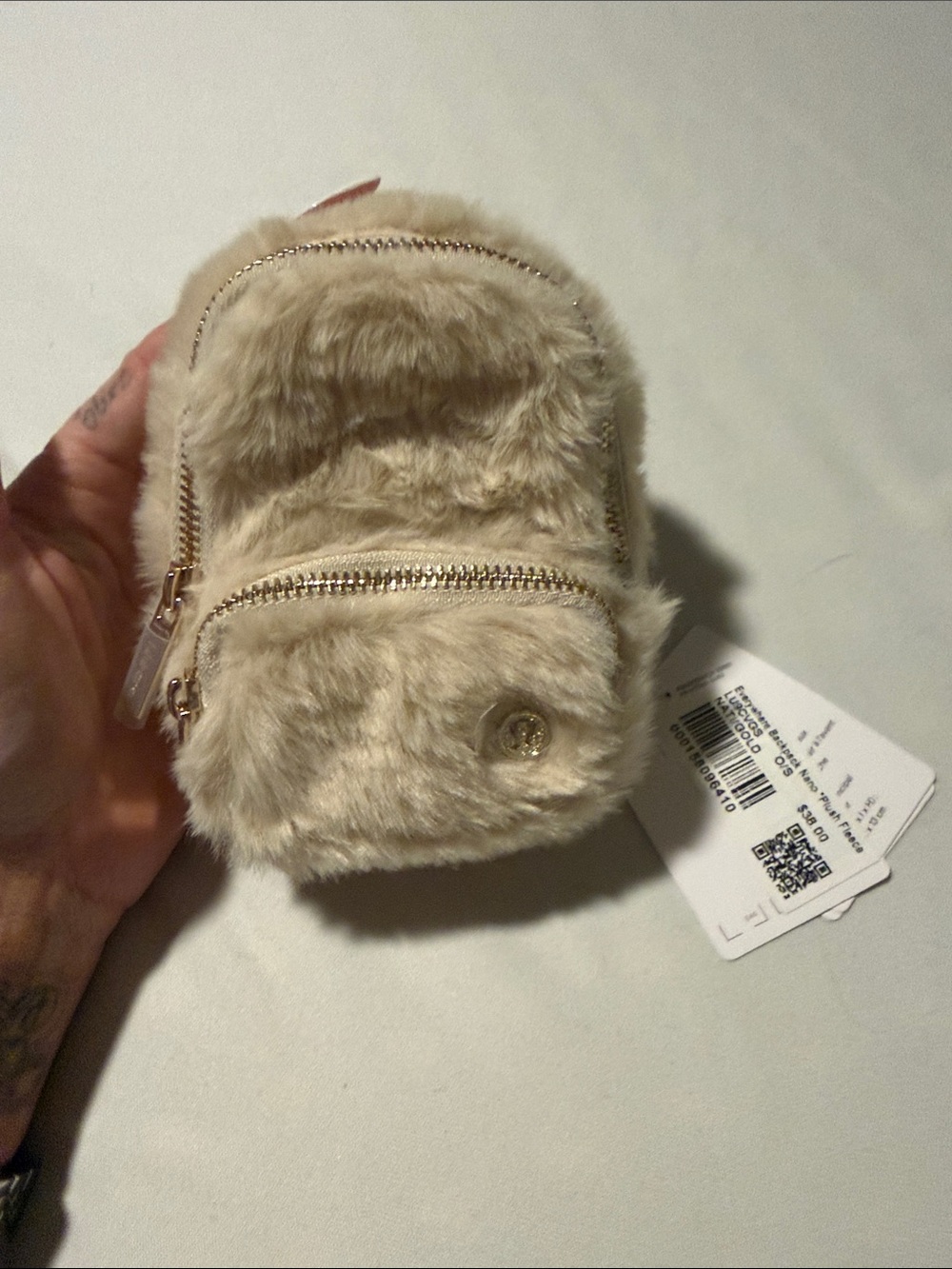 lululemon athletica Faux Fur Mini Backpack Coin Pouch - Cream